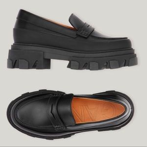 GANNI black chunky-sole loafers sz FR 38/US 7